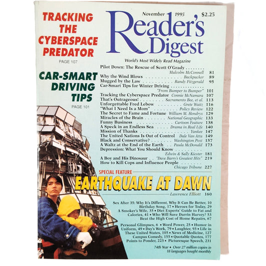 Reader's Digest November 1995 Vintage Magazine Cyberspace Predator
