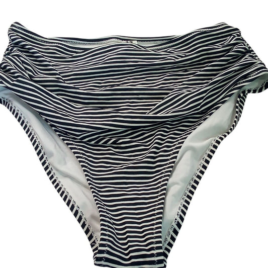 Cupshe Black White Striped High Waist Ruched Bikini Bottoms Women’s Small
