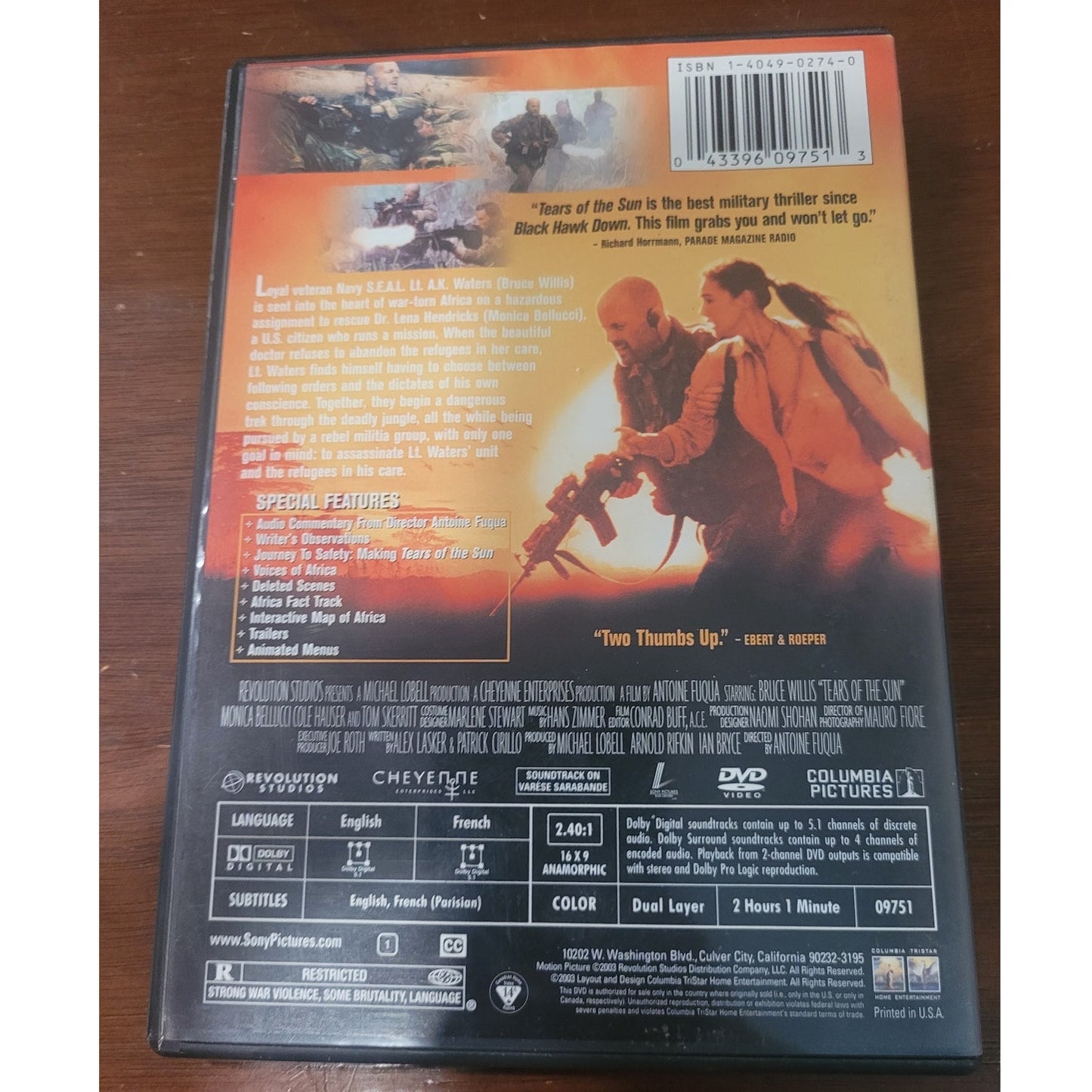 Tears of the Sun DVD 2003 Special Edition – Bruce Willis Action Drama