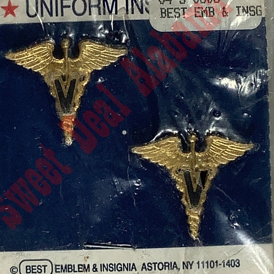 VTG Army BOS Officer Veterinary Collar Device Pin Set, 1-1/8"H x 1-1/4"W, NIP