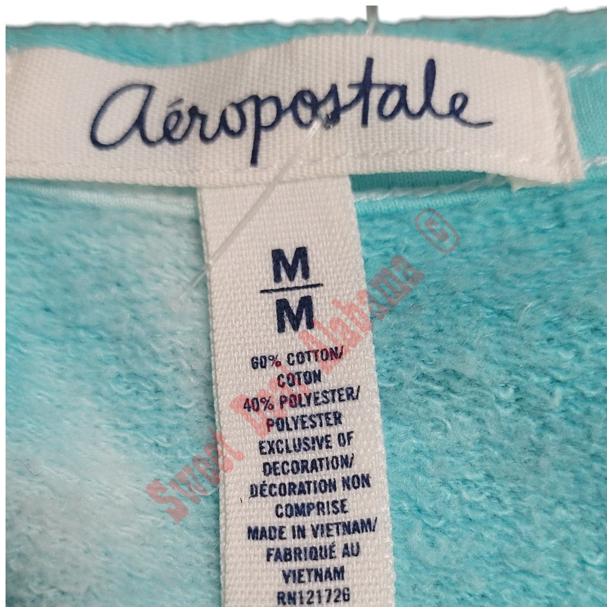 AEROPOSTALE Women's L/S Crop, Tie-Dye Blue Turquoise, Med. 36" Bust 20" Length