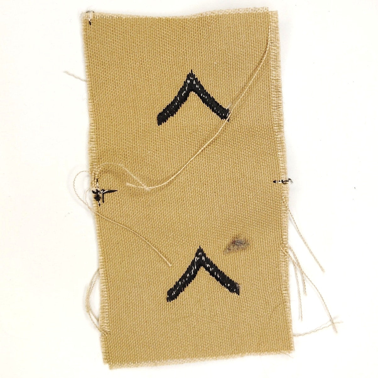 US Army PV2 E‑2 Rank Patch Pair Desert Subdued Tan 4" × 2" Raw‑Edge Vintage