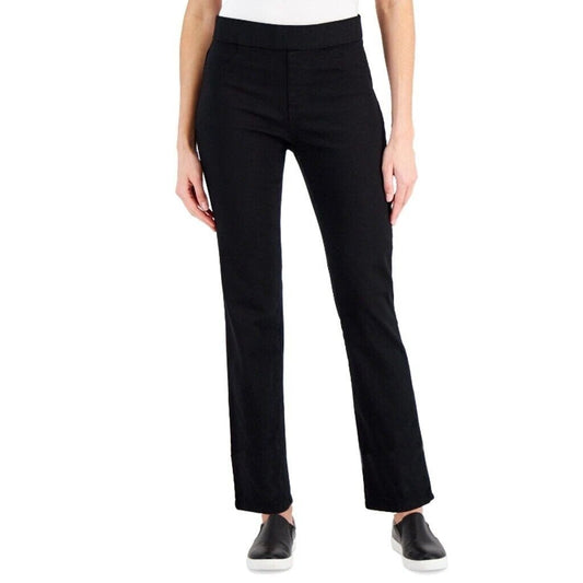 Karen Scott Sport Petite Comfort Pull‑On Pants – Deep Black – Petite Medium