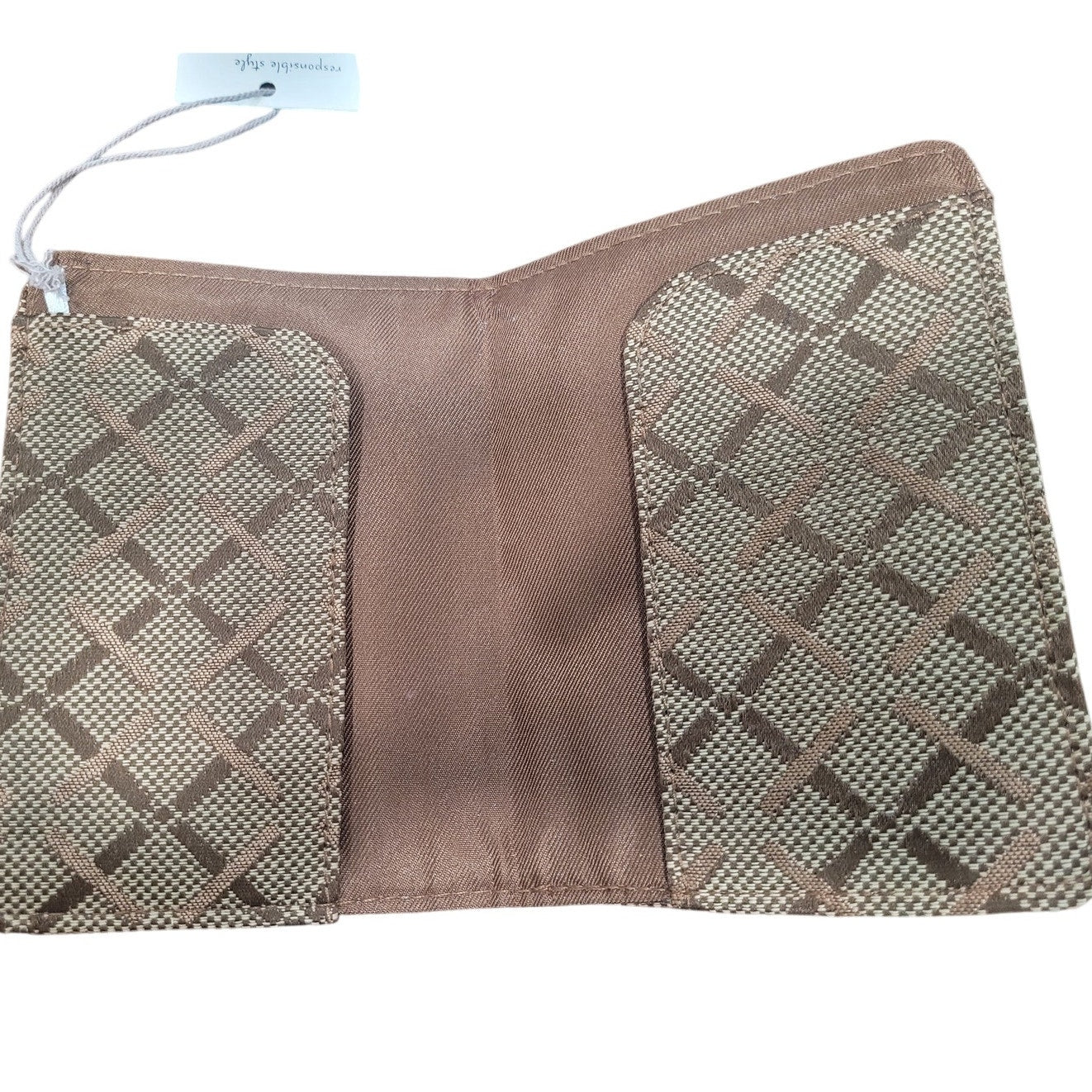 Passport Case – a New Day, Brown Plaid Jacquard Knit, Recycled Polyester