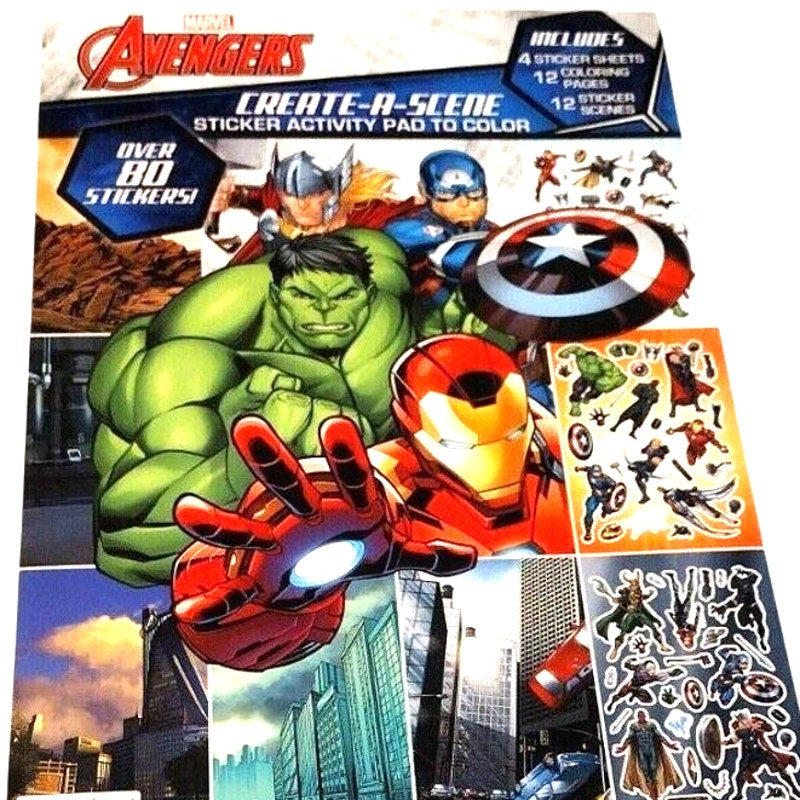 Marvel Avengers Create‑A‑Scene Sticker Activity Pad – 80+ Stickers, Ages 4–8