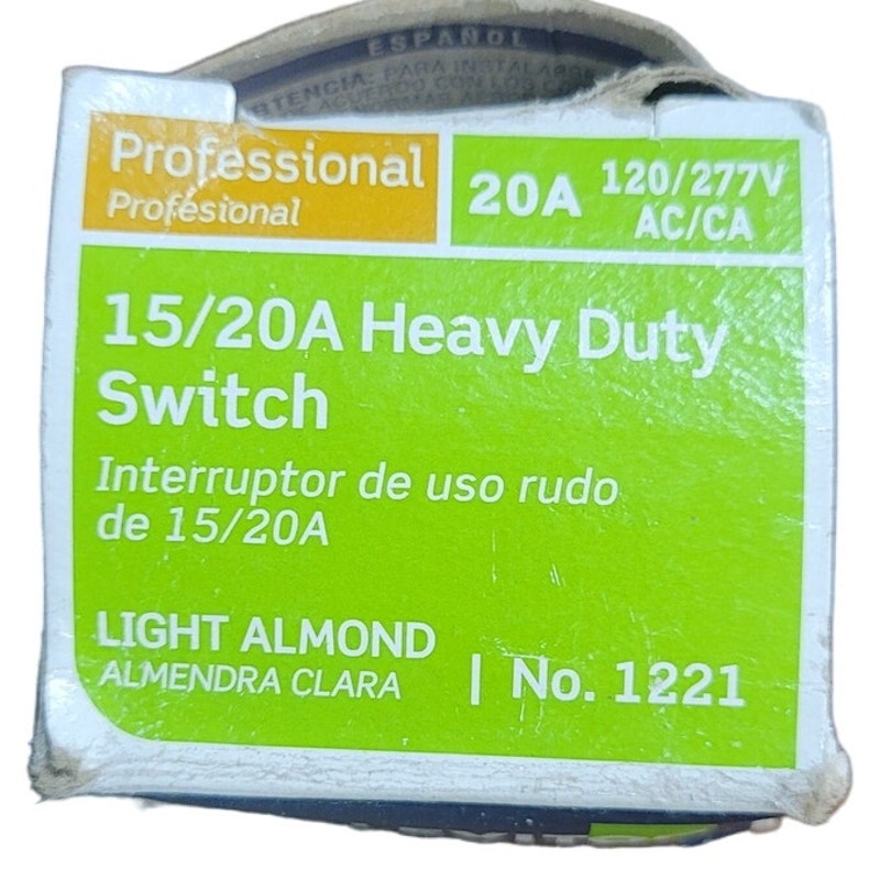 Levition 15/20 Amp Heavy Duty Single-Pole Industrial Toggle Switch, Light Almond