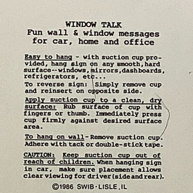Vintage 1986 Window Talk "Is it Friday Yet?" Suction Cup Sign 5" x 5" HD Plastic
