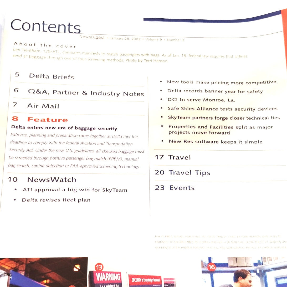 Delta News Digest - January 28, 2002 - Airline Industry News Magazine Red/White