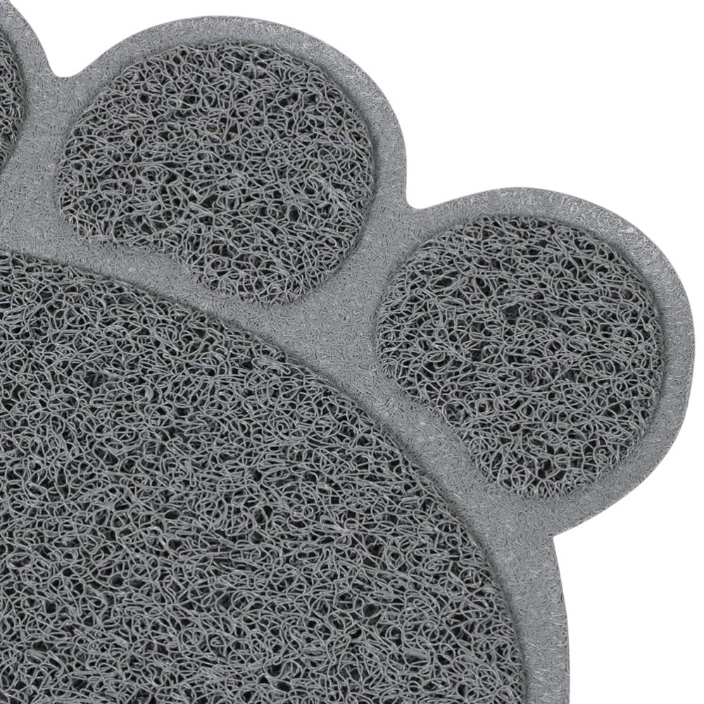 Frisco Paw Shaped Cat Litter Mat – Grey, PVC, 23"x17