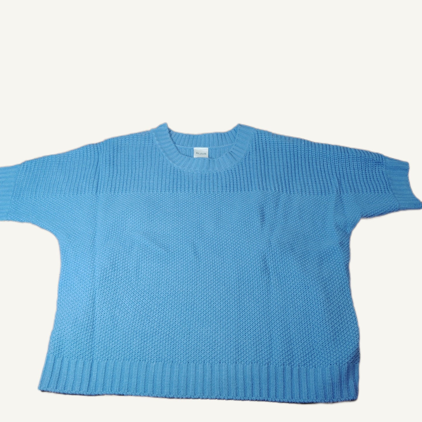 Blair Women's Blue Waffle Knit Pullover Sweater Top - Size L
