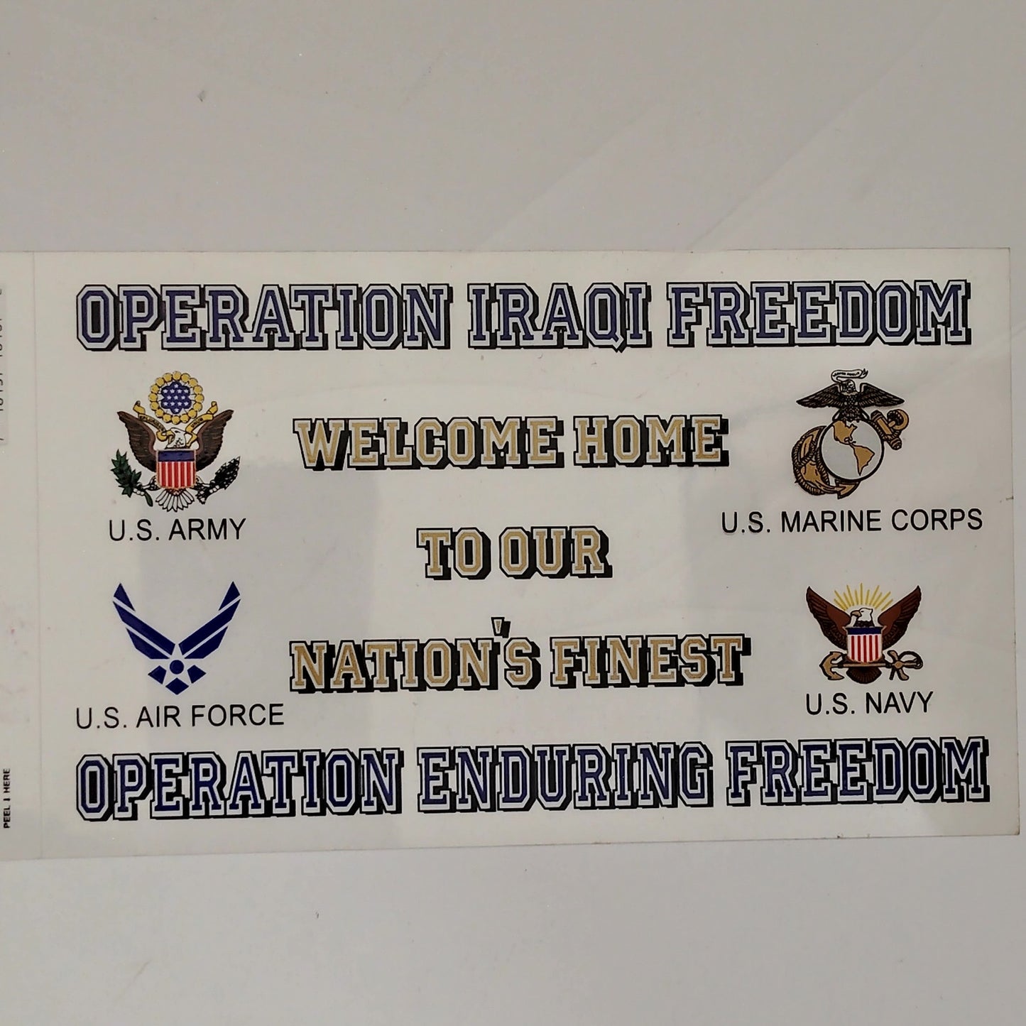 Operation Iraqi & Enduring Freedom Decal Sheet – 6" x 3.75" Welcome Home