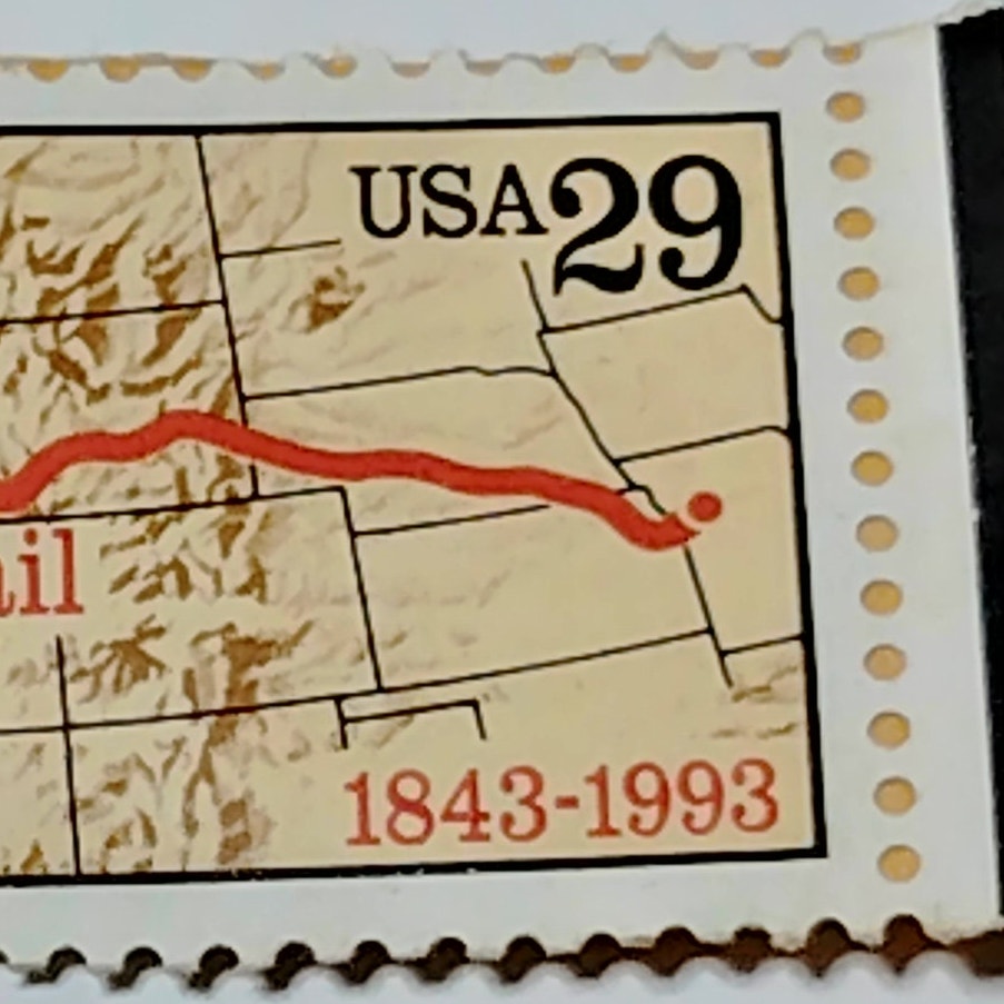 1993 USA 29c Oregon Trail Map Stamp on Manilla Envelope Piece - Unused