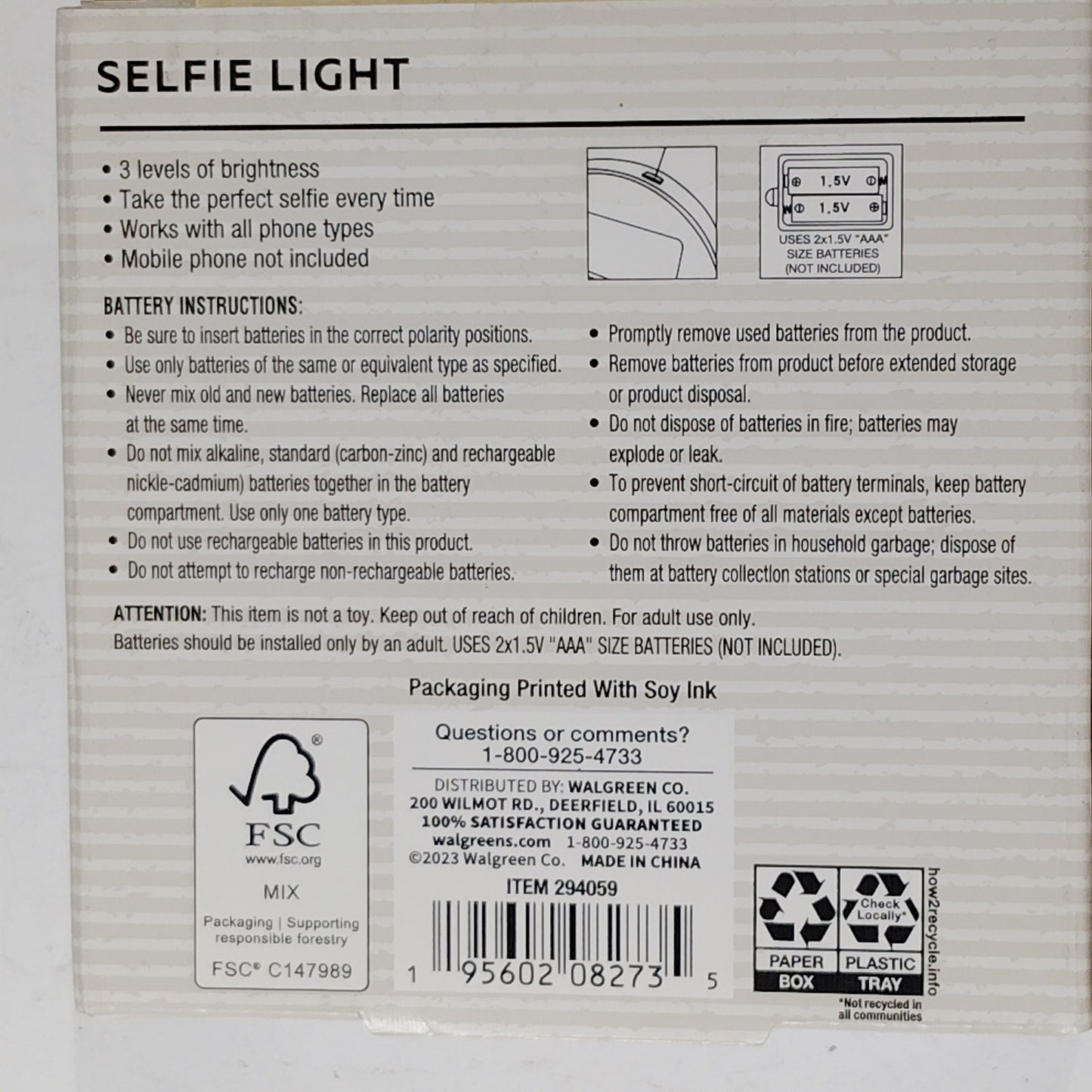 Modern Expressions Selfie Light – 3 Brightness Levels, Universal Clip-On, White