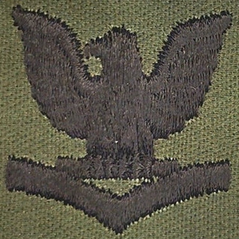 US Navy PO3 E‑4 Rank Patch Subdued ODG 1‑3/4" × 1‑3/4" TE Left‑Facing Vintage
