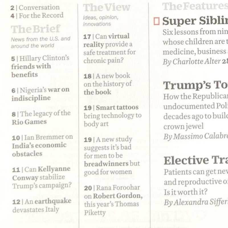 TIME Magazine Sep. 5 2016 Super Siblings Ordinary Families Kids, Hillary Clinton