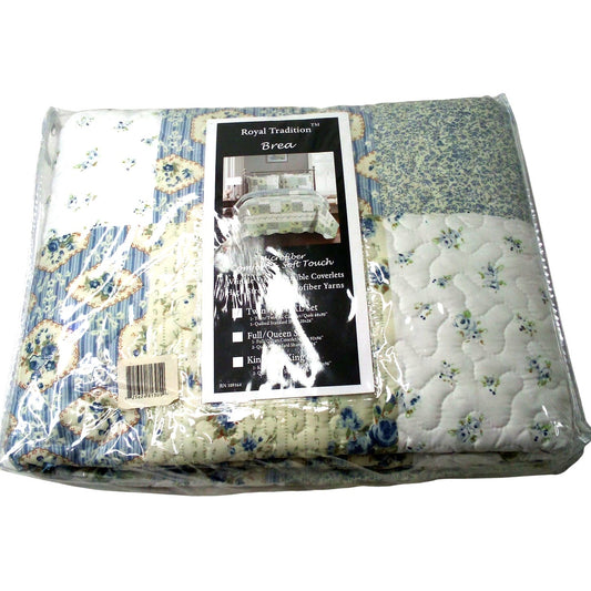 Royal Tradition Brea Twin/Twin XL Reversible Microfiber Quilt Set Blue Floral