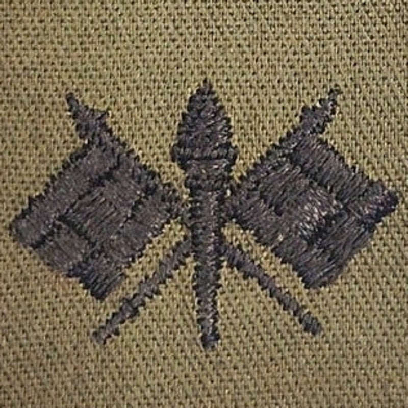 Army Signal Corps Subdued Patch Pair Black on ODG Twill – Sew‑On 4‑1/4" × 2‑1/4"