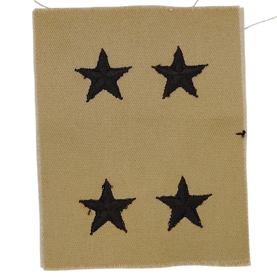 US Military Major General O‑8 Rank Patch Pair Subdued Tan 3‑1/4" × 4" Raw‑Edge