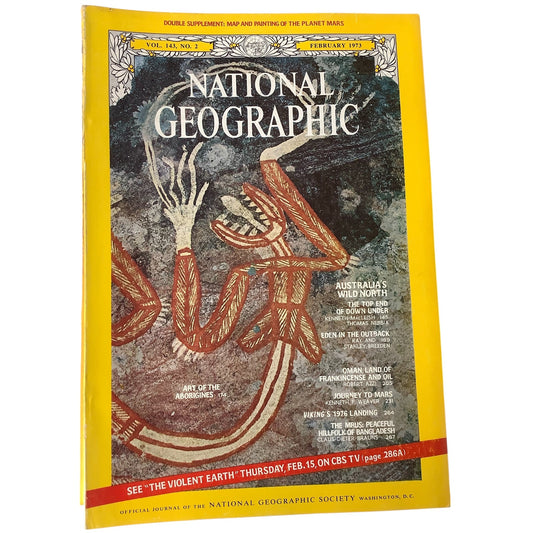 National Geographic Magazine February 1973, Australia, Mars, Viking 1976 Landing