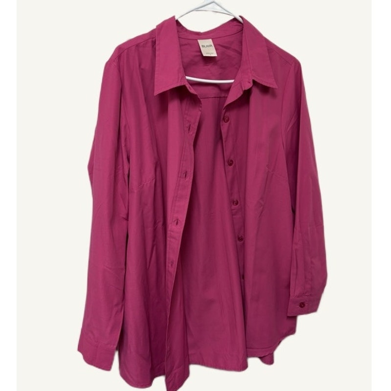 Blair Women's Pink Floral 3/4 Sleeve Top & Button-Up Shirt 2-Piece Set Large