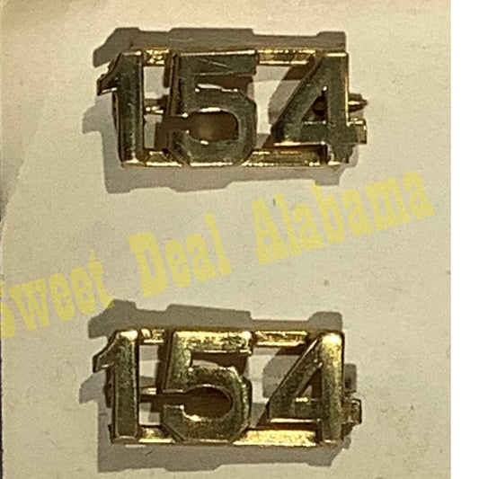 Early/Mid 1900s Brass C-Clasp "154" Collar Device 3/8"H Hat / Lapel Pins Set
