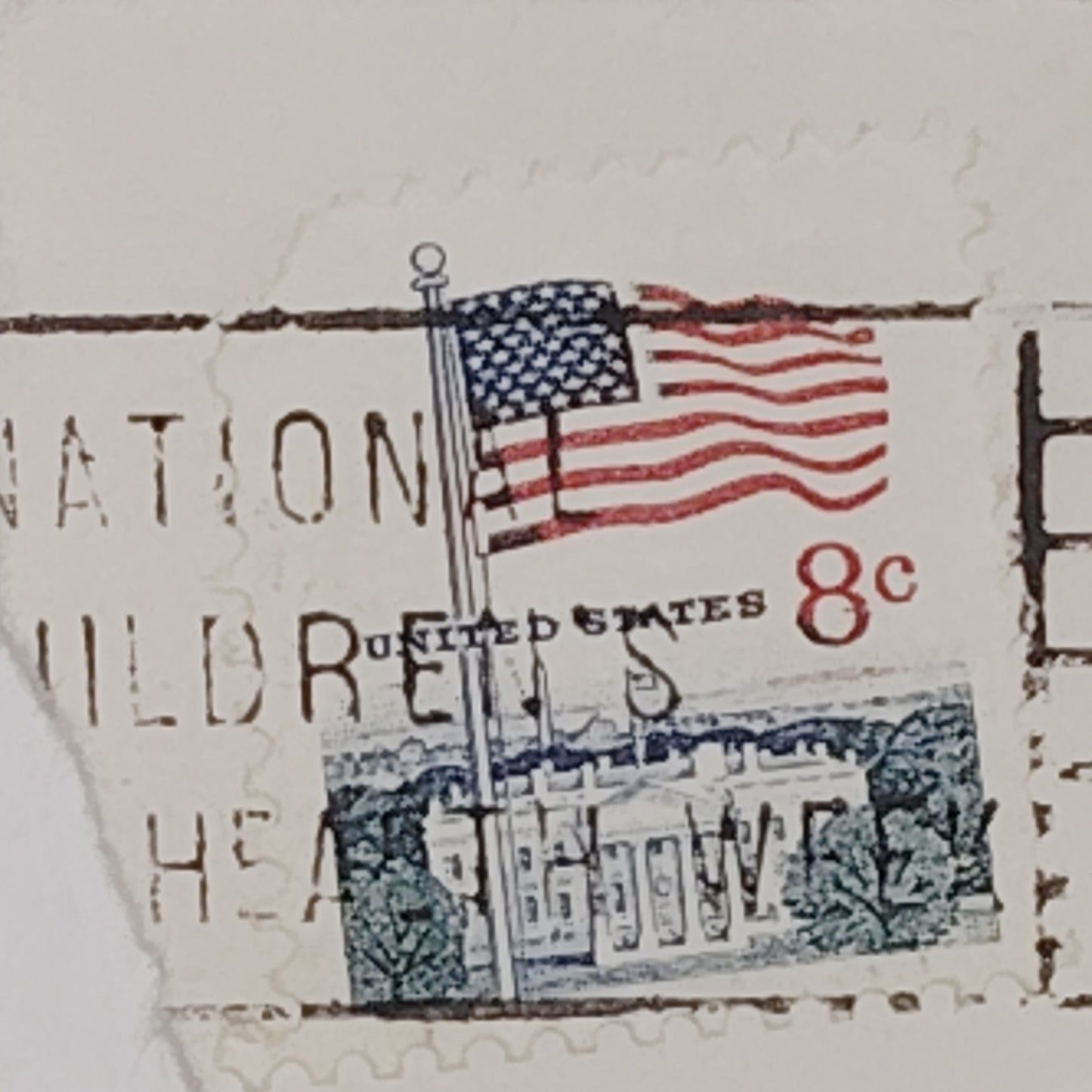 1971 Flag & White House – 3 Used 8¢ Stamps – Huck Press – Redesign of 1963 Issue