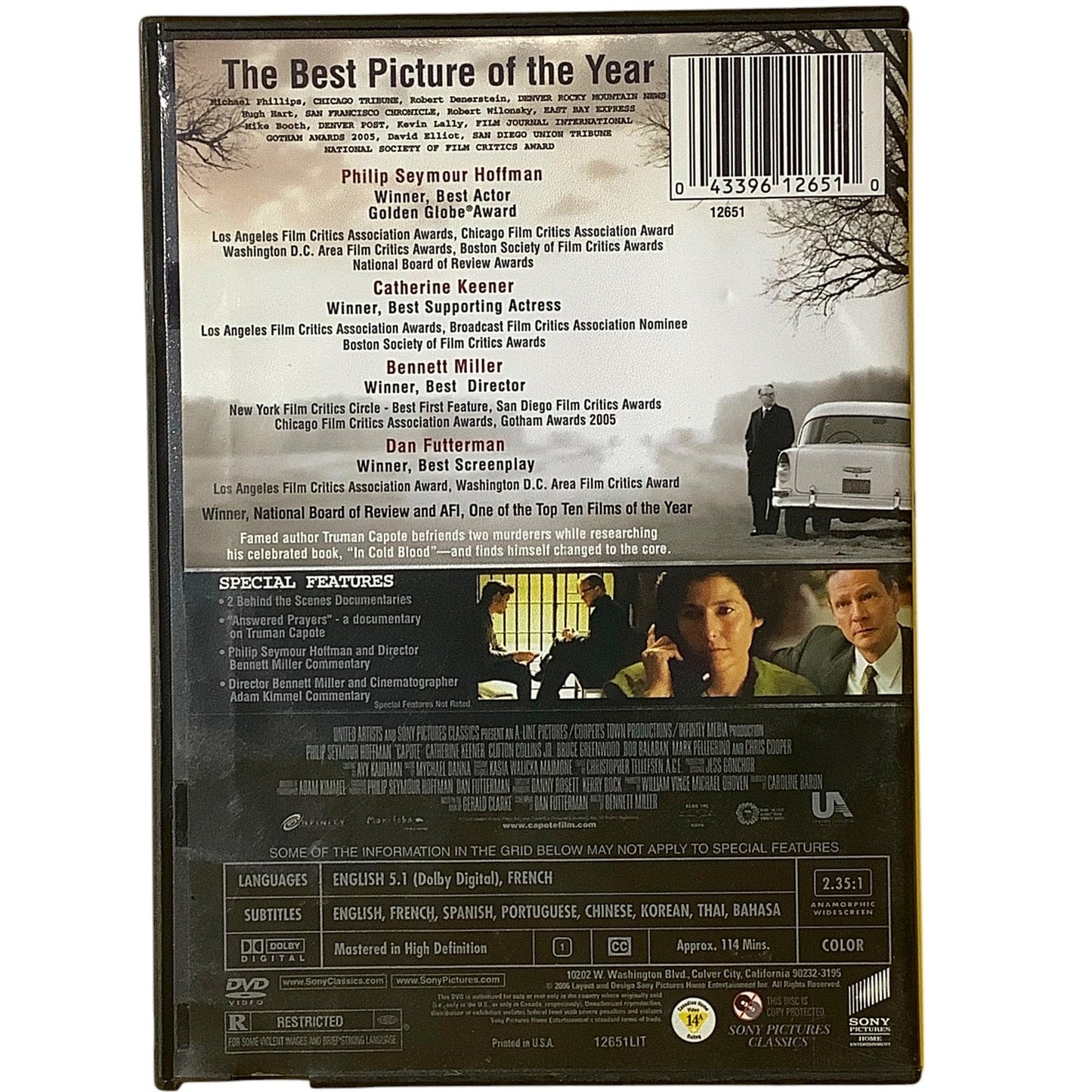 Capote (DVD 2006) 114 Minutes Viewing, Sony Pictures
