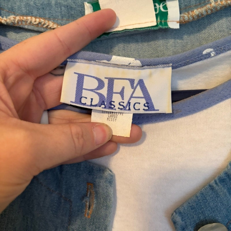 Vintage BFA Classics Willow Ridge 3PC Cotton Denim Set Top Pants Size 16 L