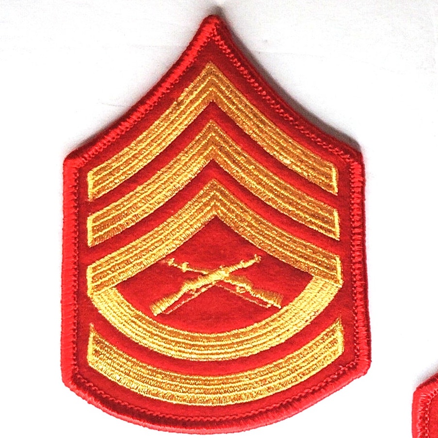 USMC Female Gunnery Sergeant GySgt E-7 Dress Blue Novelty Patch Pair 4" x 2.75"