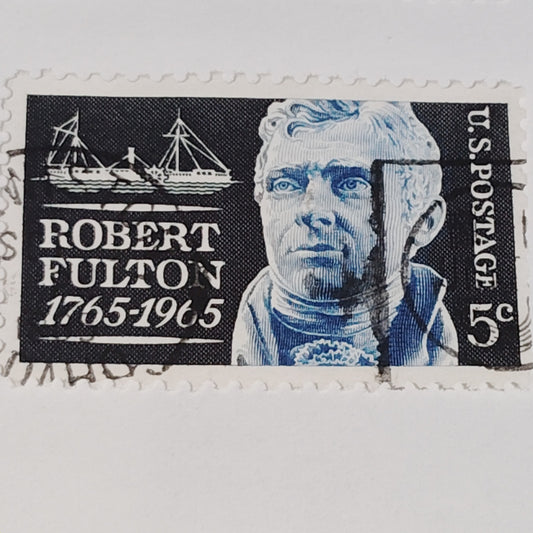 1965 Scott #1270 – 5¢ Robert Fulton / Steamboat Bicentennial – Canceled