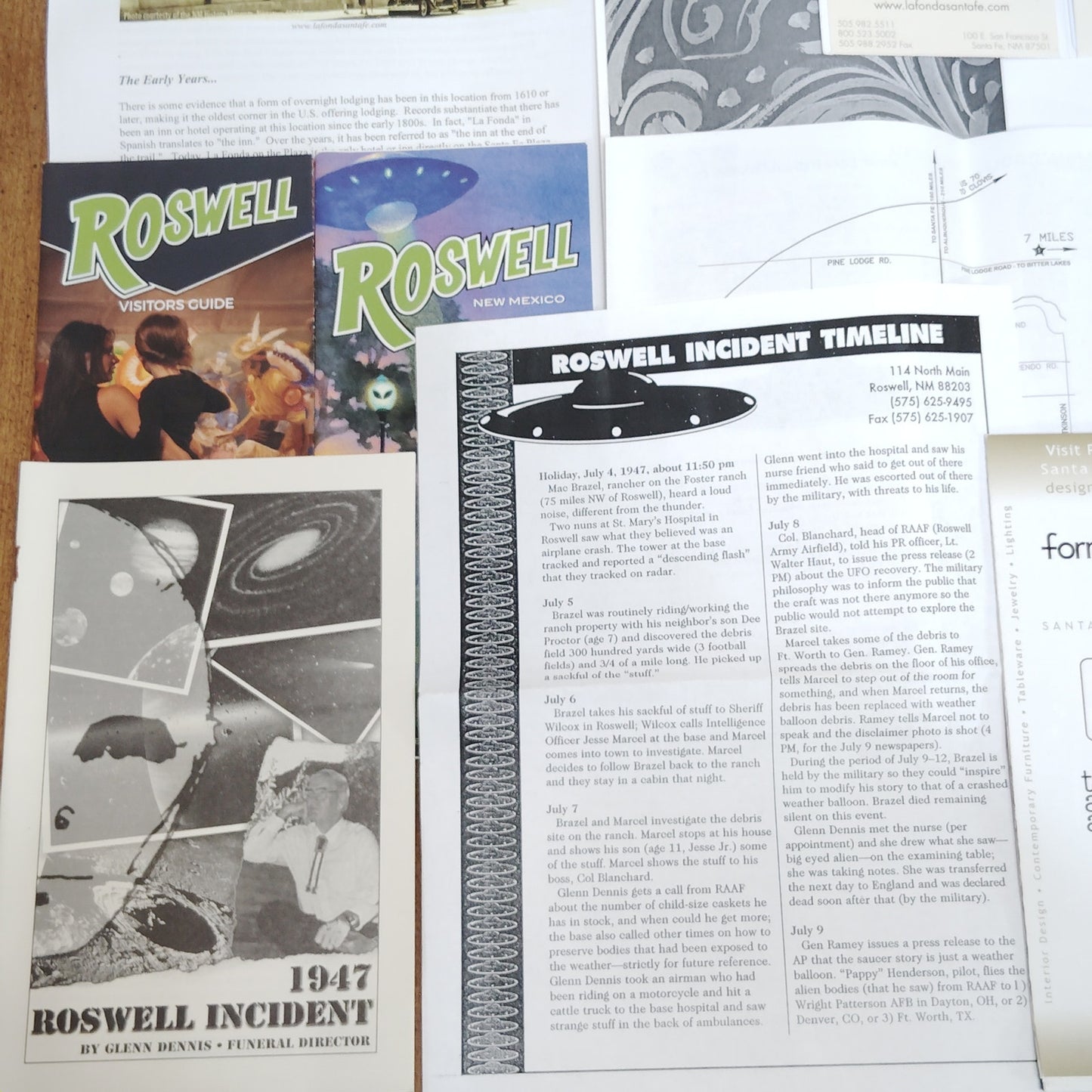VTG New Mexico Travel Ephemera Lot Santa Fe Roswell UFO Museum Maps Brochures
