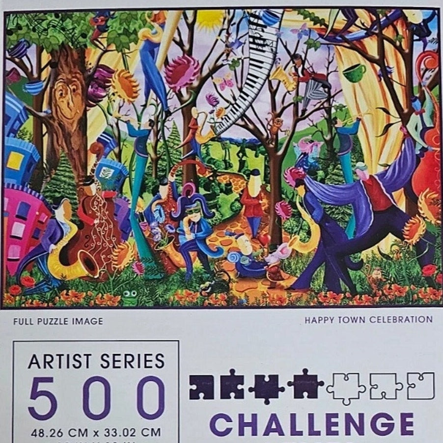 Artist Series 500‑Piece Puzzle – Happy Town Celebration, 19" x 13"