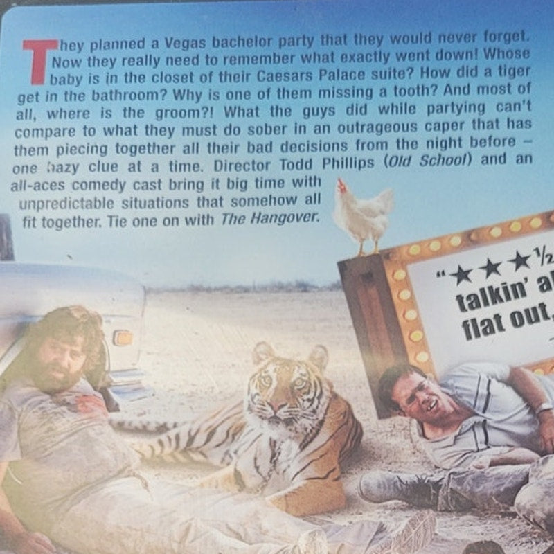 The Hangover DVD Comedy, Cooper Helms Galifianakis Las Vegas Bachelor Party 2009