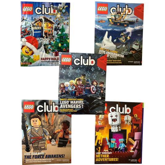 5 x Back Issues Lego Club Magazines, 5  issues from 2013-2015 Pictured