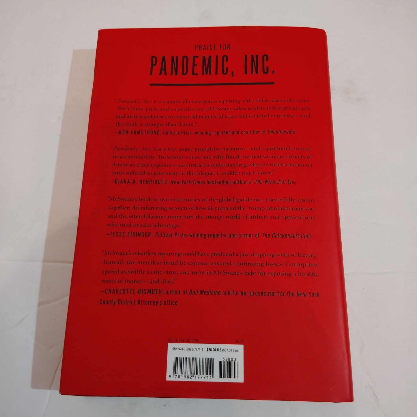 J. David McSwane - Pandemic, Inc. - Hardcover Political Science Book - Like New