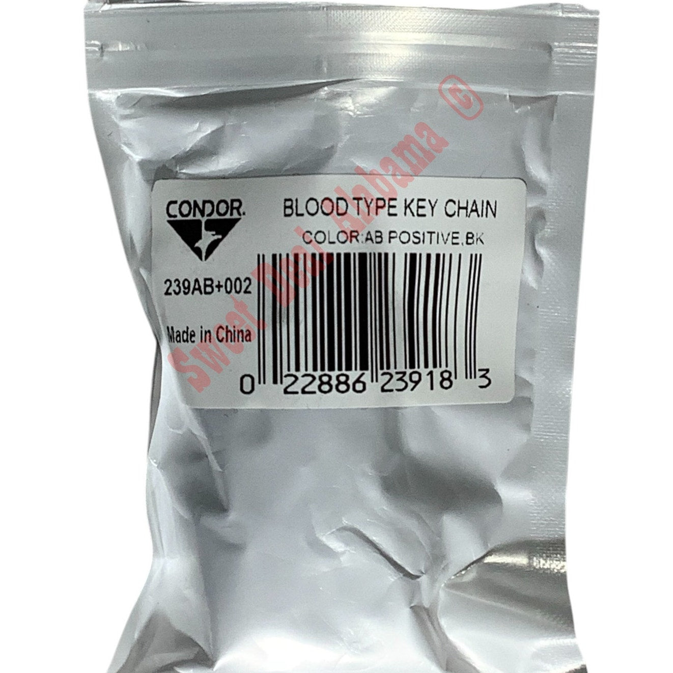 Condor Blood Type Keychain, AB POS (AB POSITIVE), Black, Snaphook
