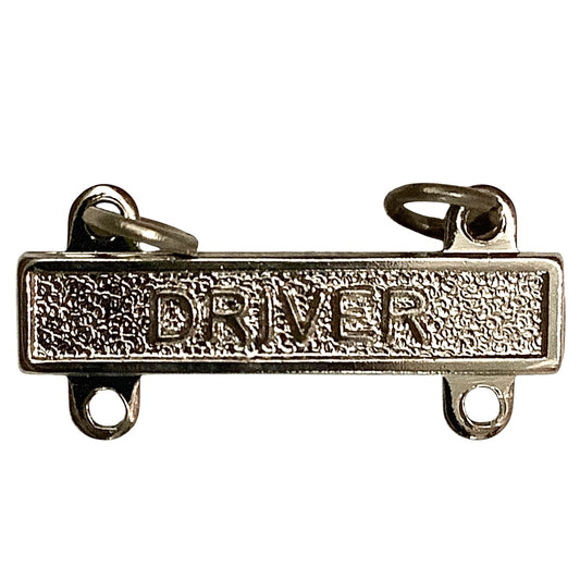 Military Qualification Bar, Driver, Silver Text on Silver Background 1/2"H x 1"W