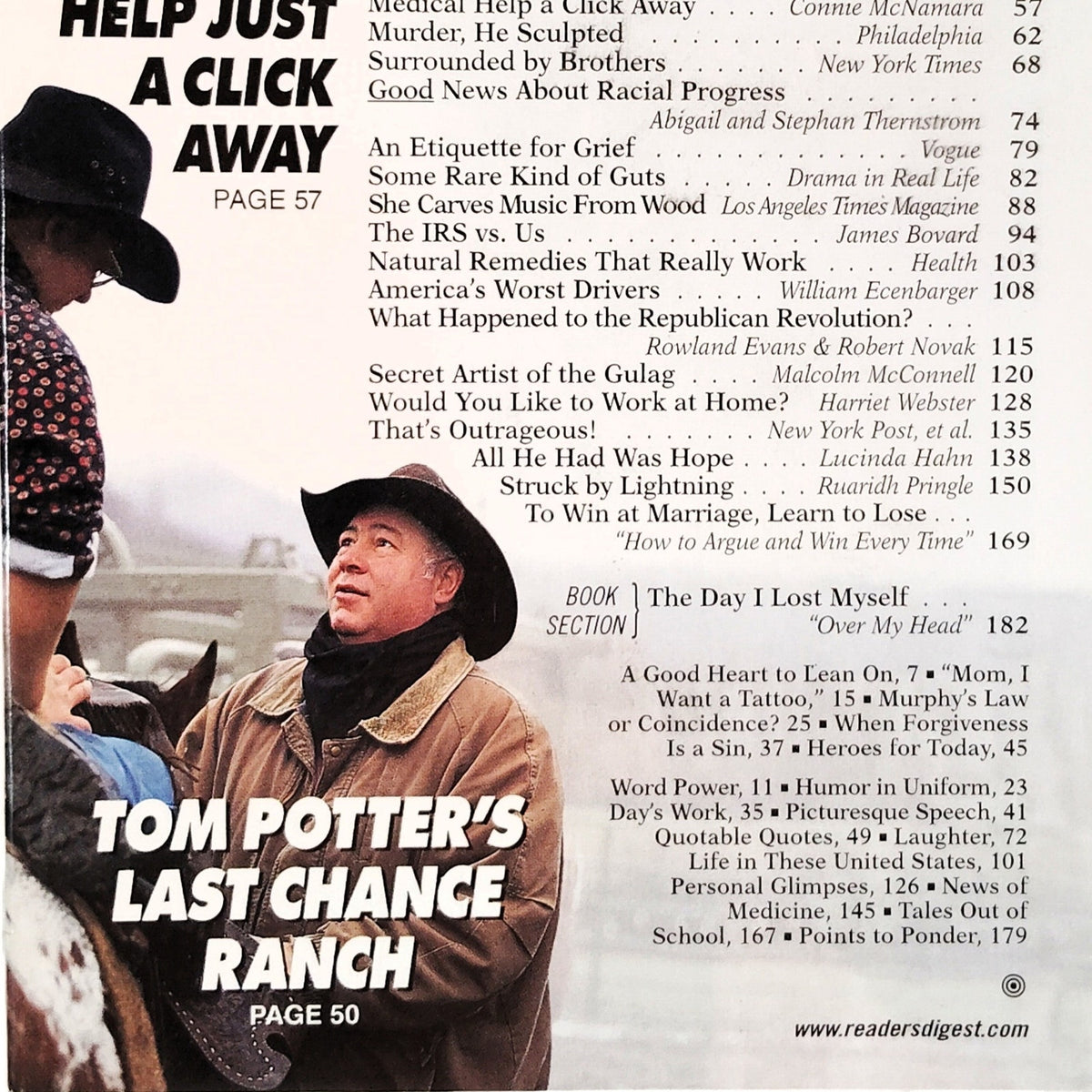 Reader's Digest Magazine March 1998 Vintage Back Issue Cowboy Cover