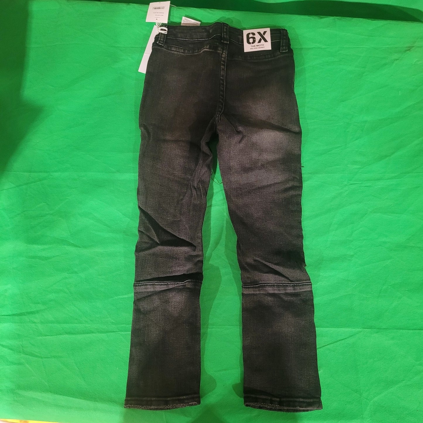 Joe’s Kids Moto Jeans, Girls 6X, Mid Rise Skinny Distressed Stretch Black Denim