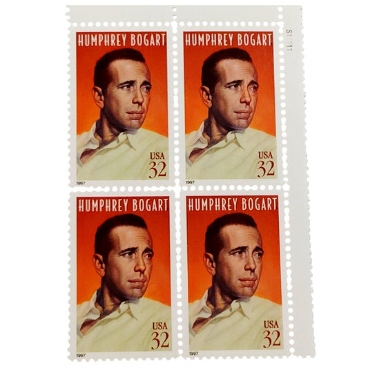 Block of 4 – 1997 USA 32¢ Humphrey Bogart MNH Scott 3152 Plate Block