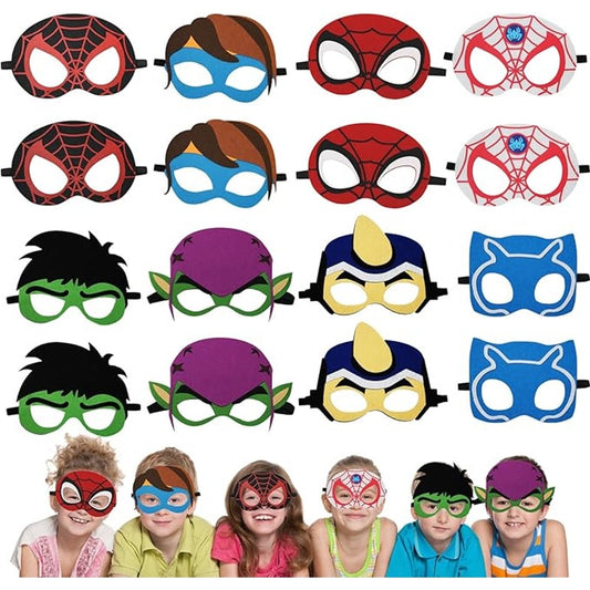 Superhero Felt Masks 24‑Pack 8 Styles Kids (Will Fit Adults Too) Party Favors