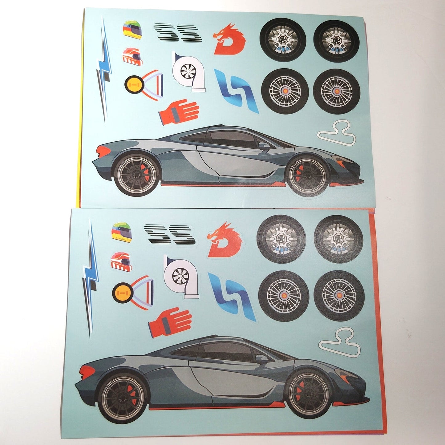 12‑Sheet Racing Car Assembly Sticker Set DIY Cartoon Race Car Craft Pack