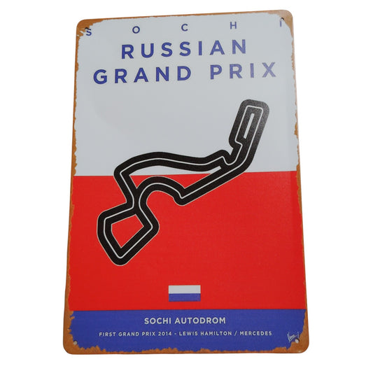 Sochi Autodrom Formula 1 Retro Tin Sign – 12x8 Metal Wall Plaque – 2014 Russian Grand Prix Decor