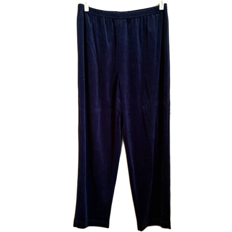 Blair Navy 2-Piece Long Sleeve Top & Pants Set Size L Embroidered Lounge