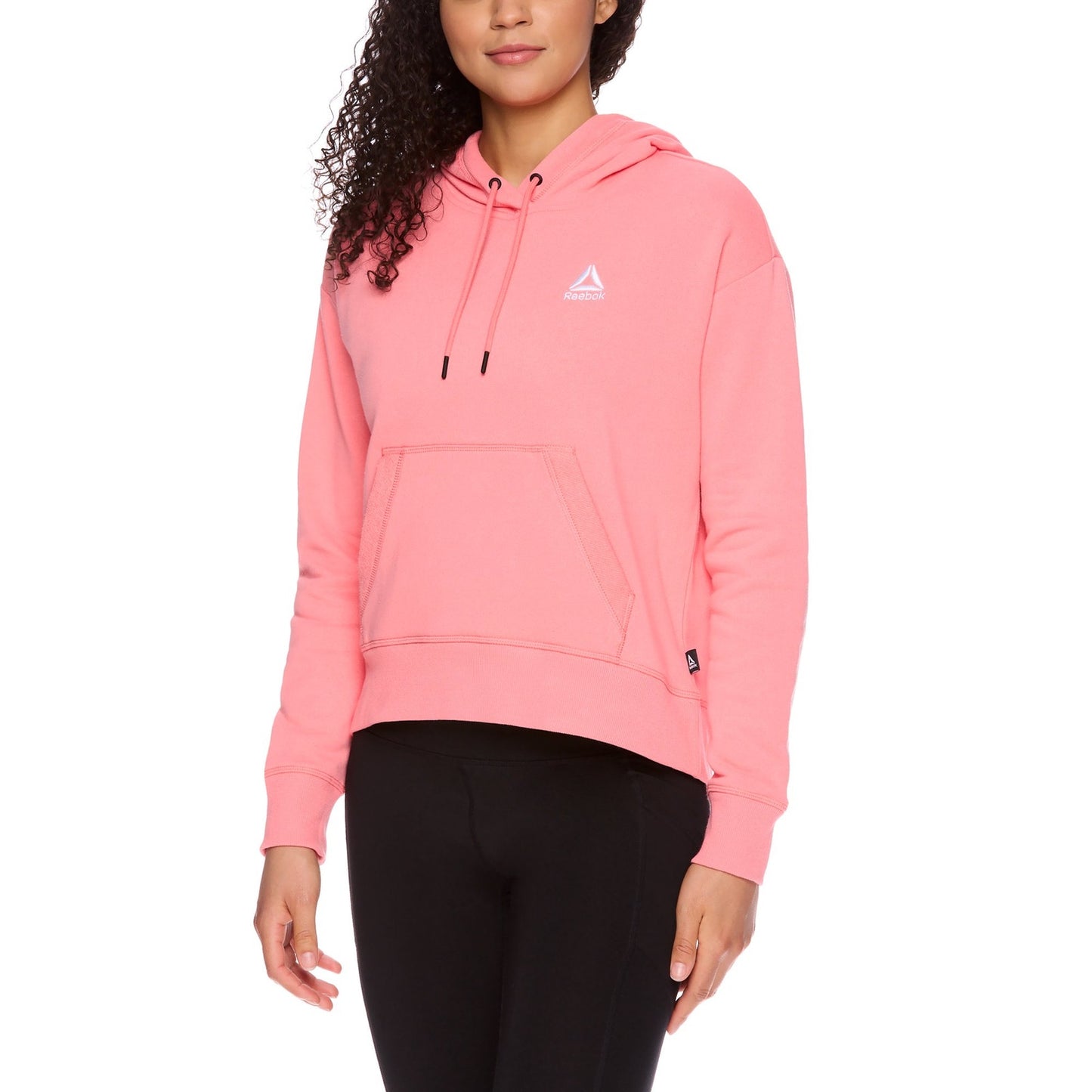 Reebok Women's Renew Cropped Hoodie with Front Pocket, Strawberry Ice, XS (0-2)