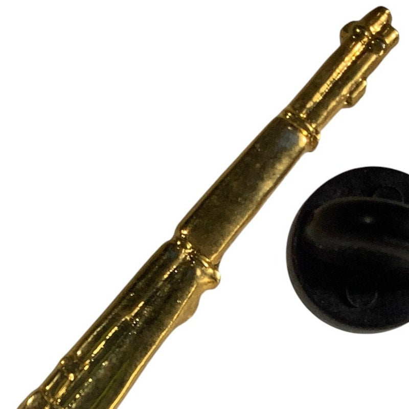 Vintage Single Bolt Rifle Motif Lapel / Hat Pin, Gold Toned 2-3/8"H x 1/4"H