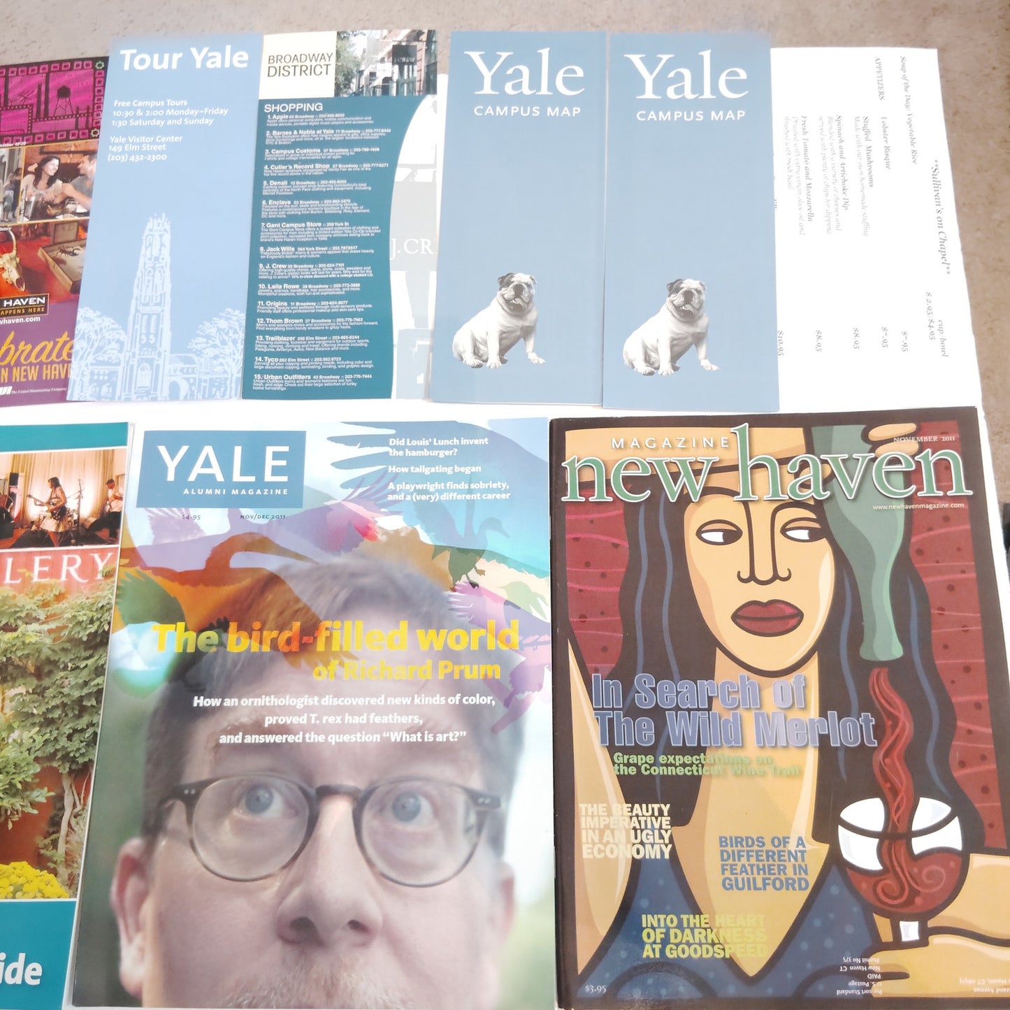 Yale University New Haven CT 2011 Ephemera Collection - Magazines, Maps, Menus
