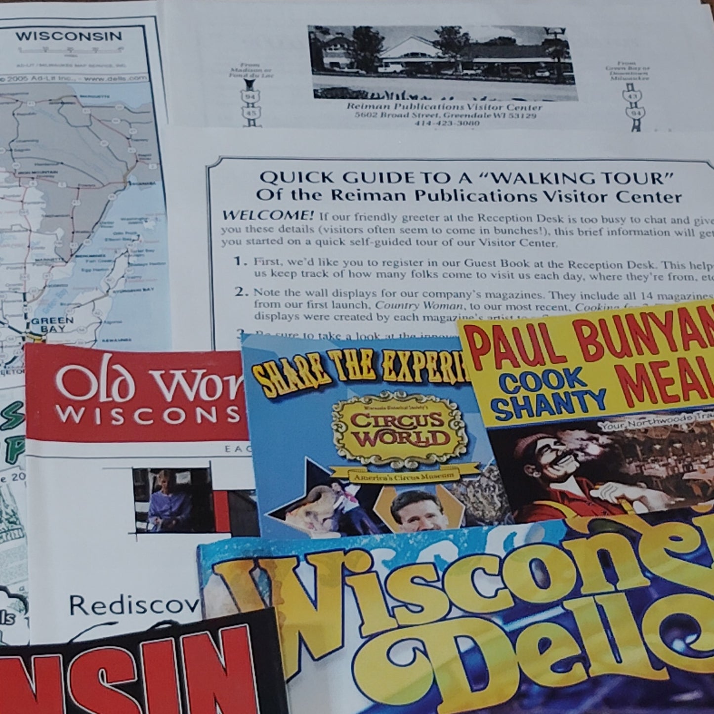 Wisconsin Travel Guides & Brochures Ephemera Lot- 2005 Vintage Paper Memorabilia