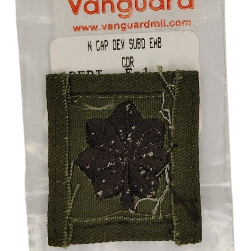 Vintage US Navy LCDR O‑4 Subdued OD Cap Device Patch 1‑3/4" × 1‑1/2" TE Sew‑On