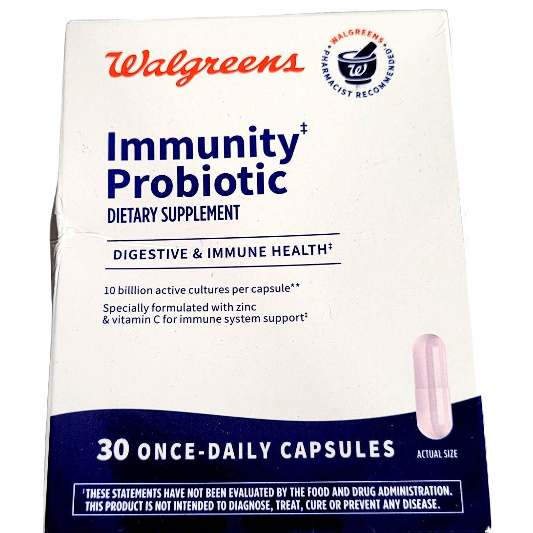 Walgreens Daily Immunity Probiotic Capsules with Vitamin C  30 CT. EXP 1-31-2026